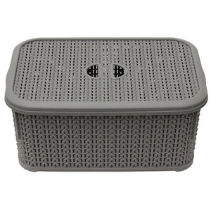 JVL Loop 6L Rect Storage Basket + lid Grey