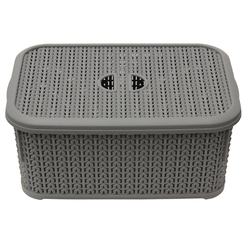 JVL Loop 6L Rect Storage Basket + lid Grey