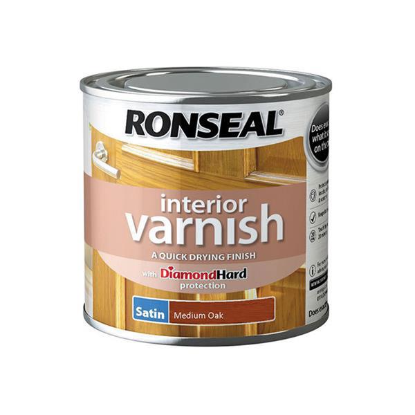 RONSEAL INTERIOR VARNISH SATIN MED OAK 250ML