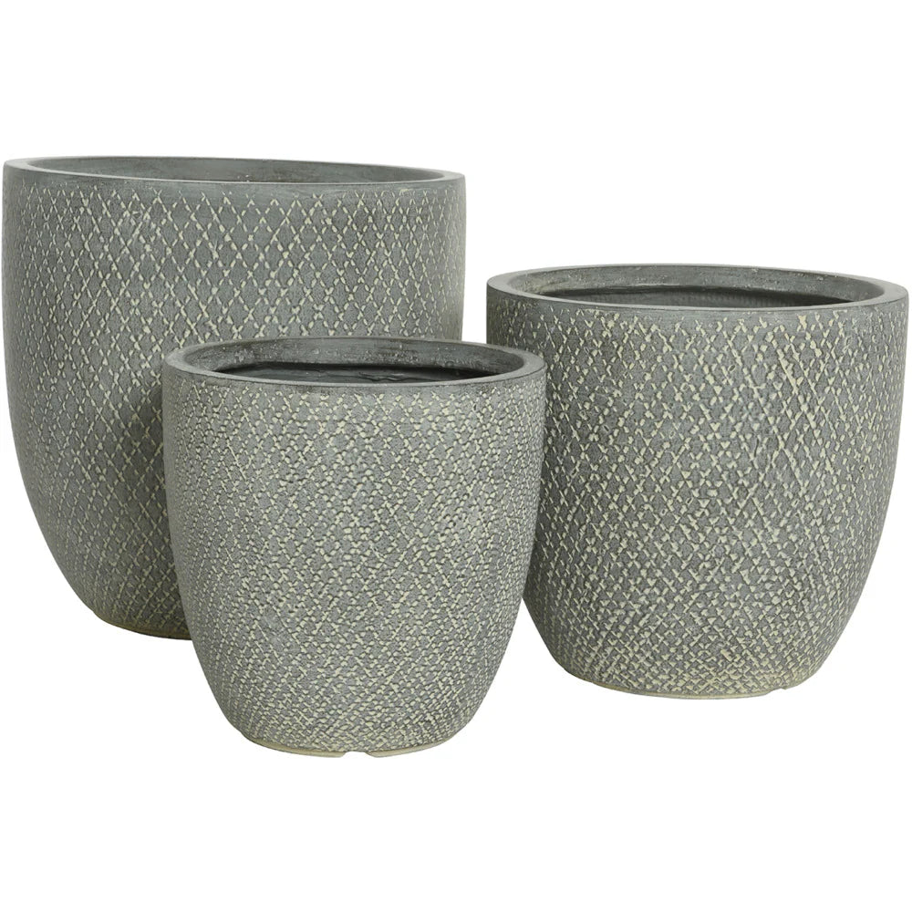 FIBRECLAY ROUND  PLANTER GREY MED