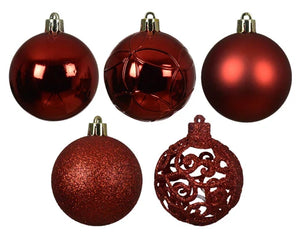 Decoris -  Red shatterproof baubles 35pk