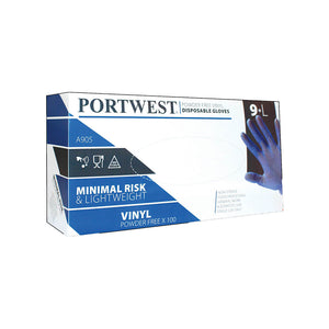 TOB PORTWEST VINYL DISPOSABLE GLOVE BLUE L