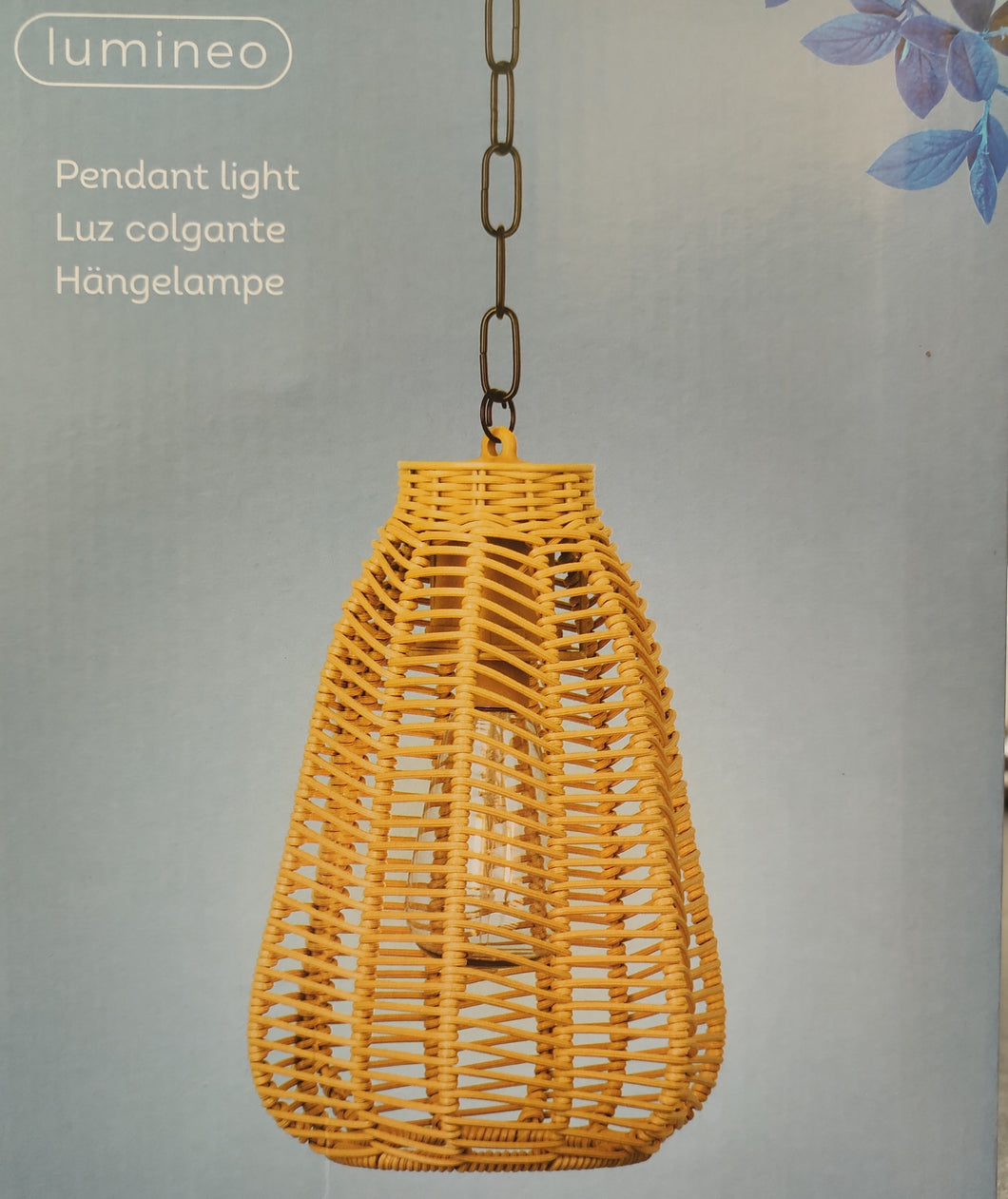 Lumineo LED wicker pendant light (ReqBattery)