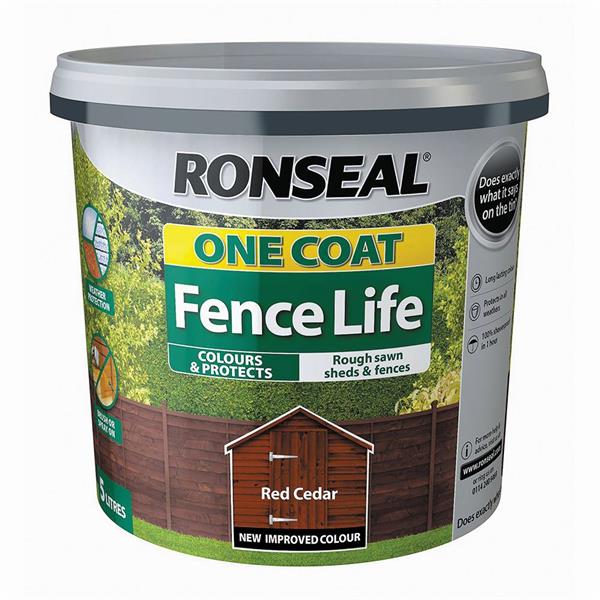 RONSEAL 1COAT FENCELIFE 5 ltr  RED CED