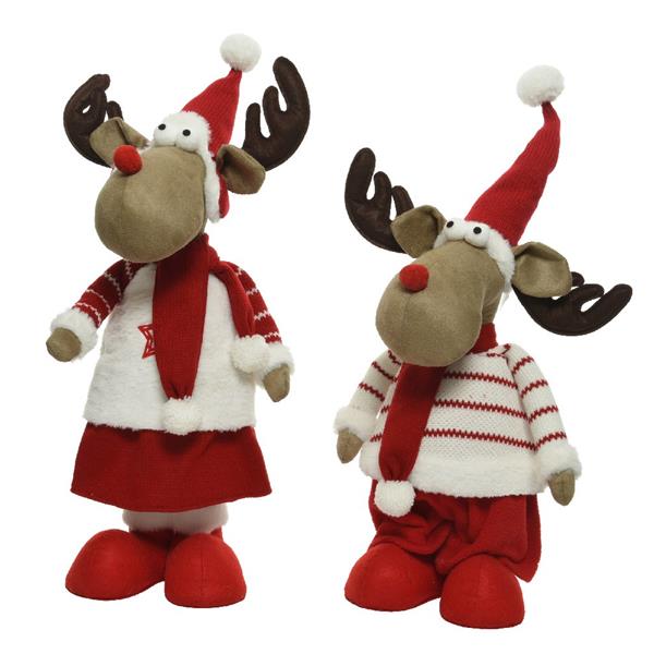 PLUSH STANDING DEER WITH HAT & SCARF 90CM