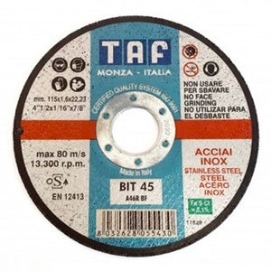 OXYARC TAF 115MM X 1MM FLAT INOX CUT DISC