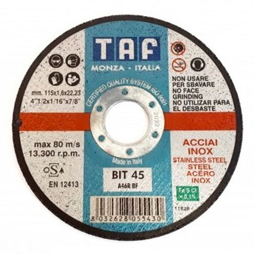 OXYARC TAF 115MM X 1MM FLAT INOX CUT DISC