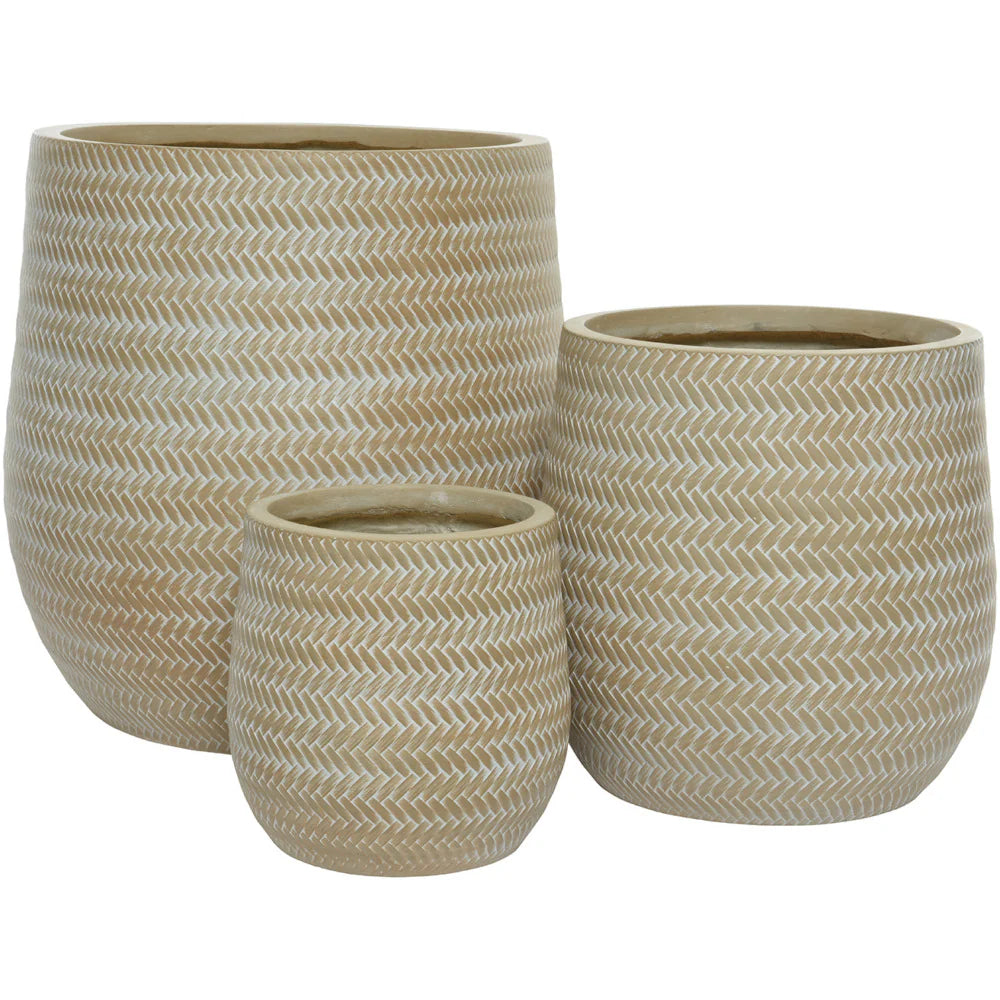 FIBRECLAY ROUND  PLANTER BEIGE MED