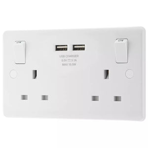 CORRY 2 GANG SWITCHED SOCKET WITH USB