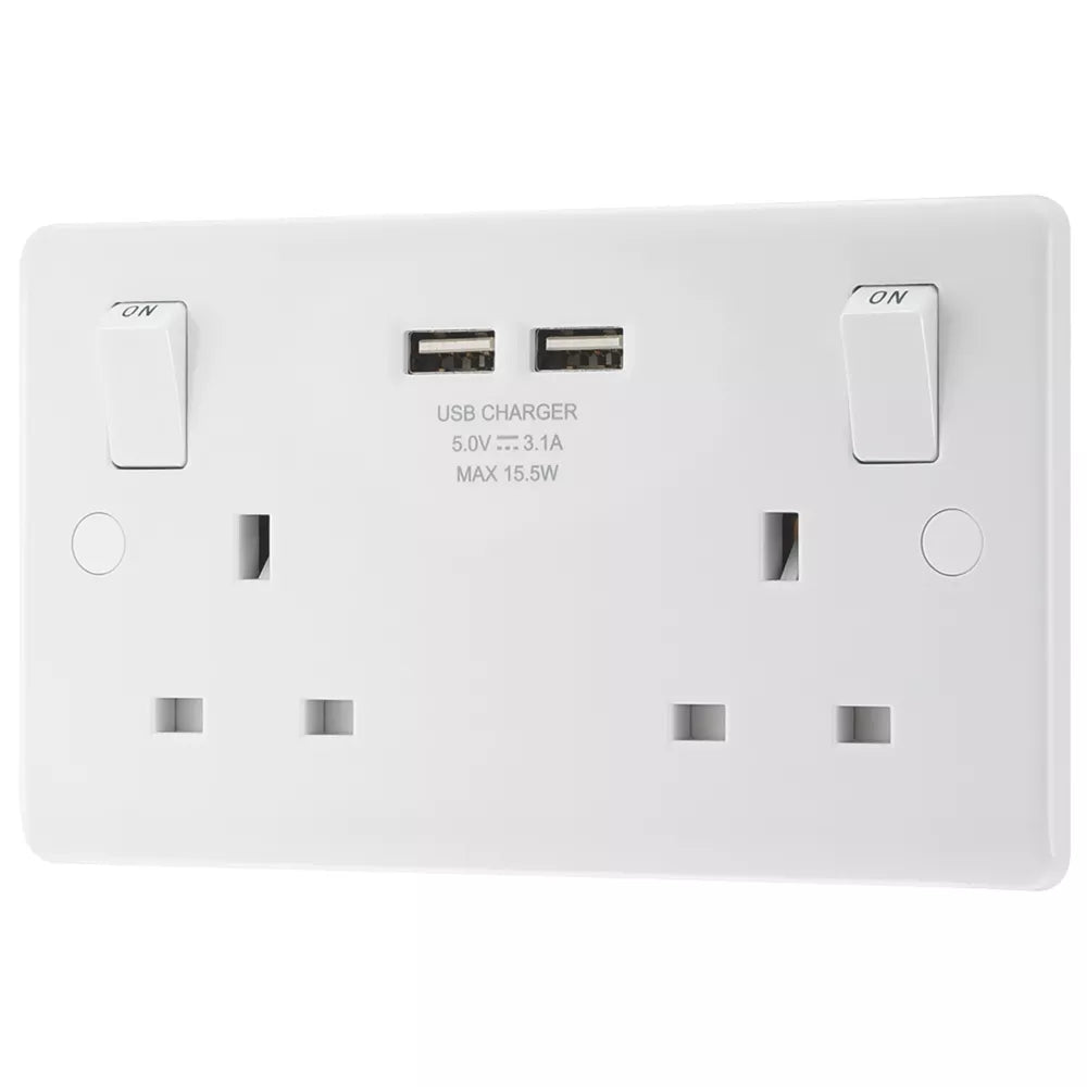 CORRY 2 GANG SWITCHED SOCKET WITH USB