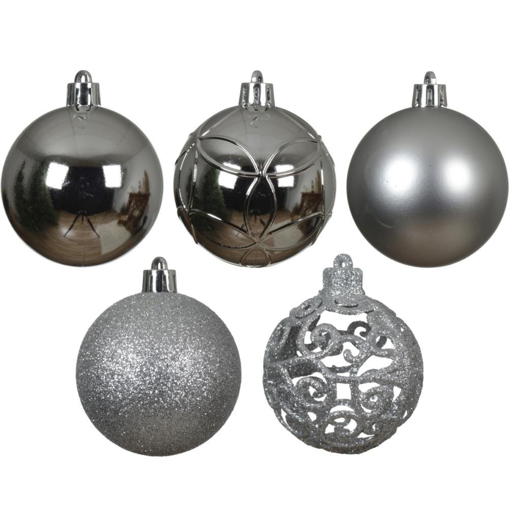 Decoris -  Silver Shatterproof baubles 35pk