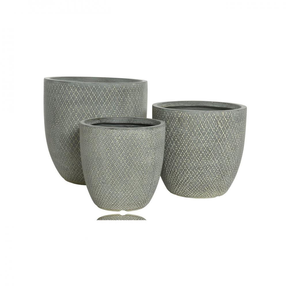 FIBRECLAY ROUND  PLANTER GREY SM