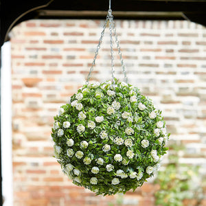 TOPIARY WHITE ROSE BALL