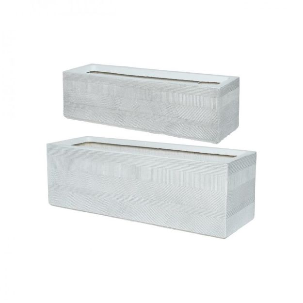 FIBRECLAY RECT  PLANTER WHITE MED